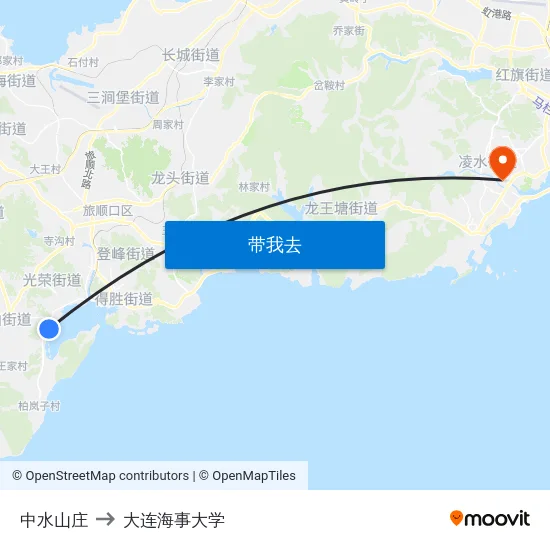 中水山庄 to 大连海事大学 map