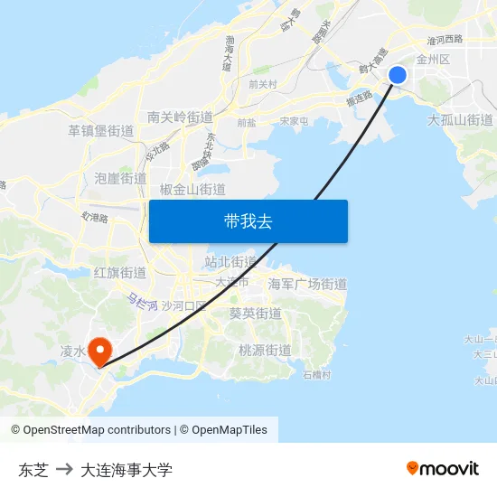 东芝 to 大连海事大学 map