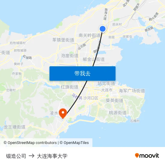 锻造公司 to 大连海事大学 map