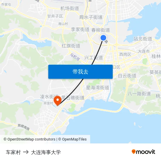 车家村 to 大连海事大学 map