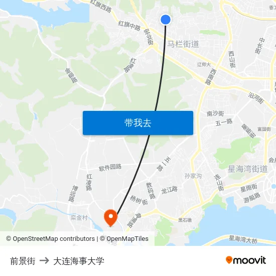 前景街 to 大连海事大学 map