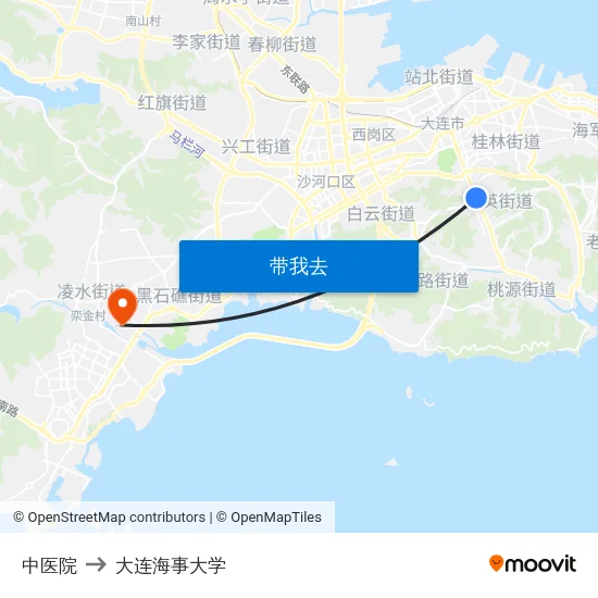 中医院 to 大连海事大学 map