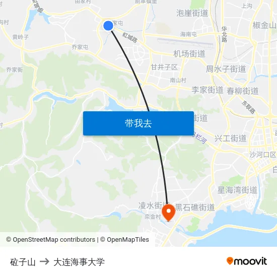 砬子山 to 大连海事大学 map