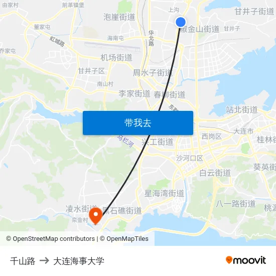 千山路 to 大连海事大学 map