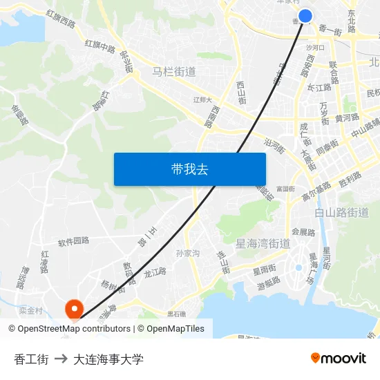 香工街 to 大连海事大学 map