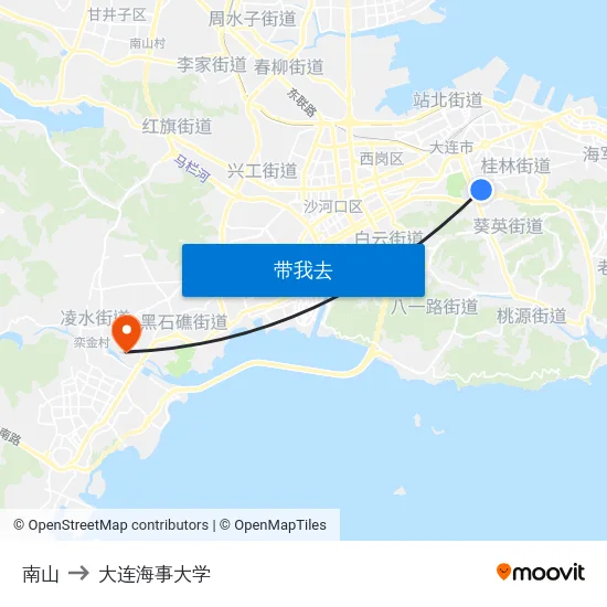南山 to 大连海事大学 map