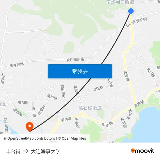 丰台街 to 大连海事大学 map