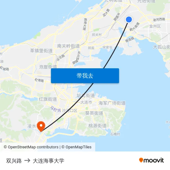双兴路 to 大连海事大学 map