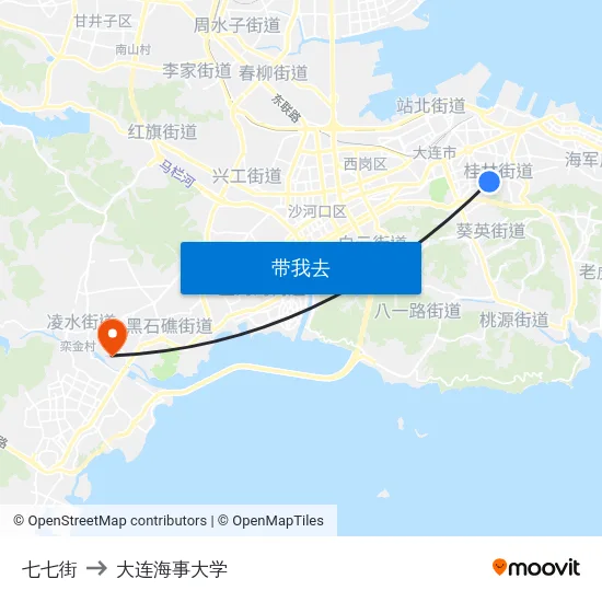 七七街 to 大连海事大学 map