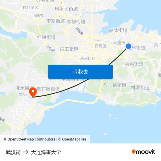 武汉街 to 大连海事大学 map