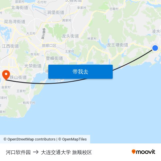 河口软件园 to 大连交通大学 旅顺校区 map