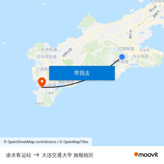 凌水客运站 to 大连交通大学 旅顺校区 map