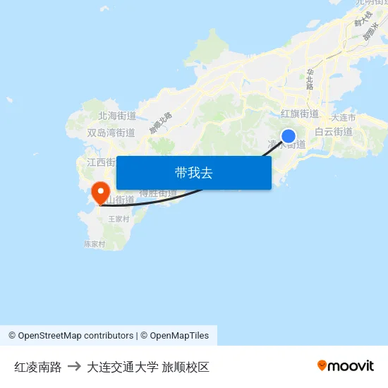 红凌南路 to 大连交通大学 旅顺校区 map