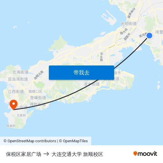 保税区家居广场 to 大连交通大学 旅顺校区 map