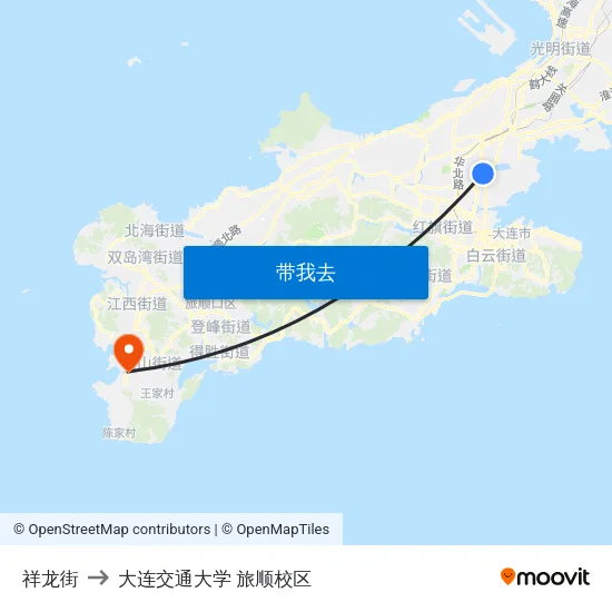 祥龙街 to 大连交通大学 旅顺校区 map
