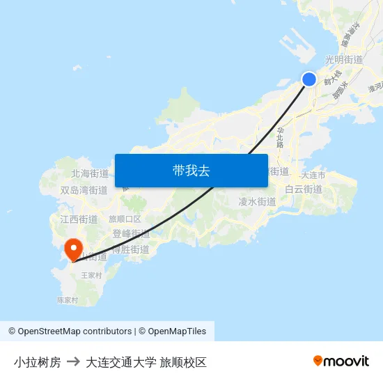 小拉树房 to 大连交通大学 旅顺校区 map