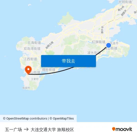 五一广场 to 大连交通大学 旅顺校区 map