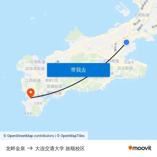 龙畔金泉 to 大连交通大学 旅顺校区 map