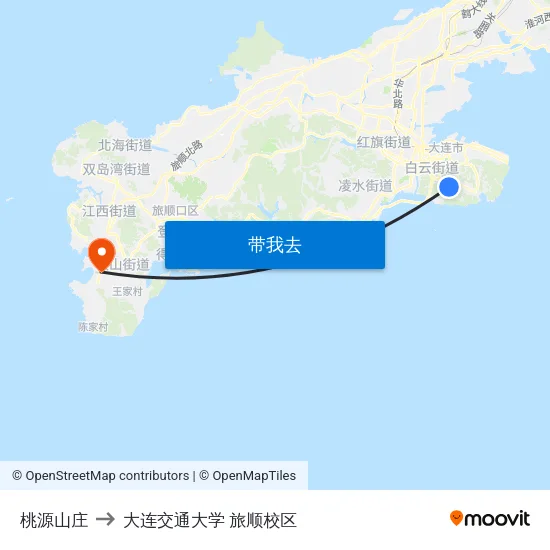 桃源山庄 to 大连交通大学 旅顺校区 map