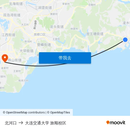 北河口 to 大连交通大学 旅顺校区 map