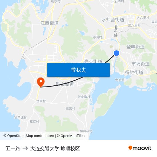 五一路 to 大连交通大学 旅顺校区 map