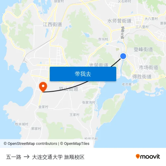五一路 to 大连交通大学 旅顺校区 map