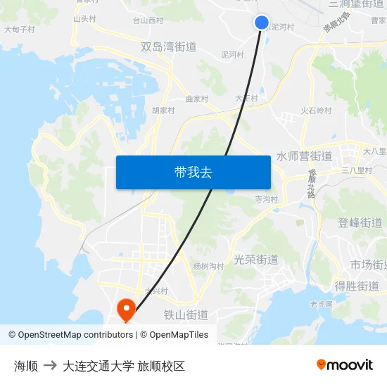 海顺 to 大连交通大学 旅顺校区 map