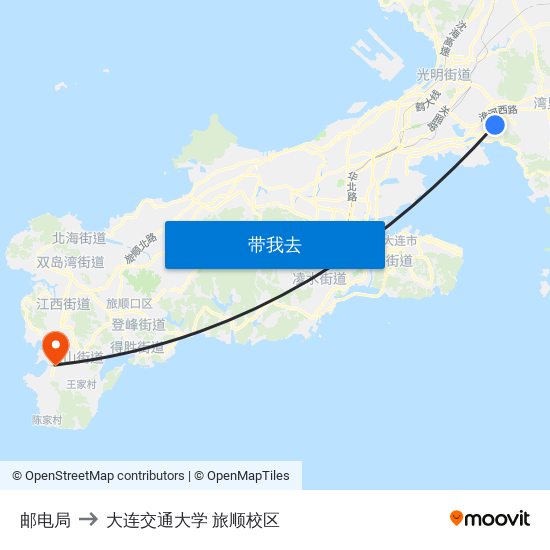 邮电局 to 大连交通大学 旅顺校区 map