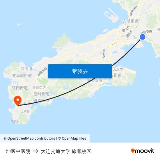 坤医中医院 to 大连交通大学 旅顺校区 map