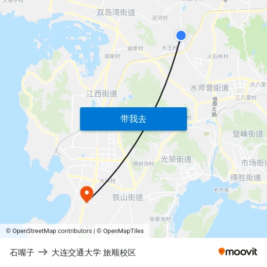石嘴子 to 大连交通大学 旅顺校区 map