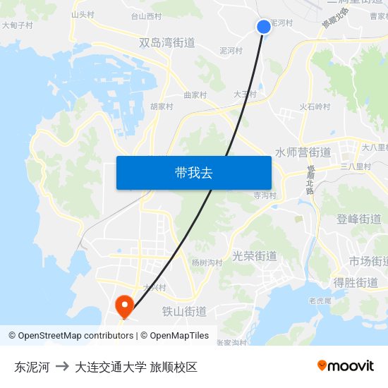 东泥河 to 大连交通大学 旅顺校区 map