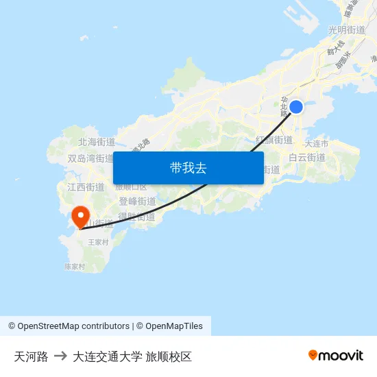 天河路 to 大连交通大学 旅顺校区 map