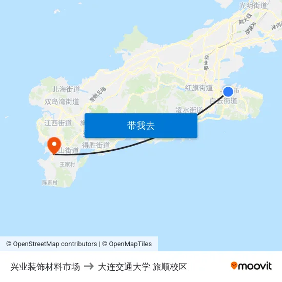 兴业装饰材料市场 to 大连交通大学 旅顺校区 map
