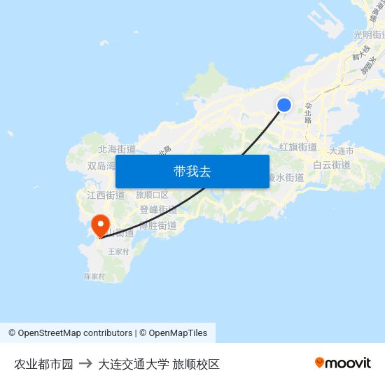 农业都市园 to 大连交通大学 旅顺校区 map