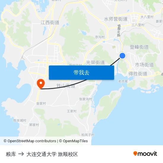 粮库 to 大连交通大学 旅顺校区 map