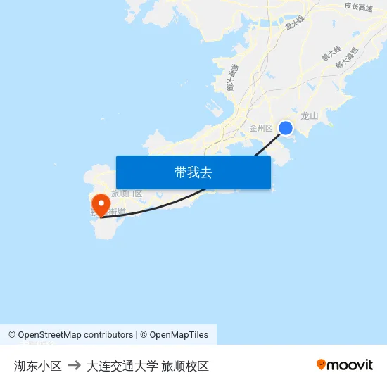 湖东小区 to 大连交通大学 旅顺校区 map