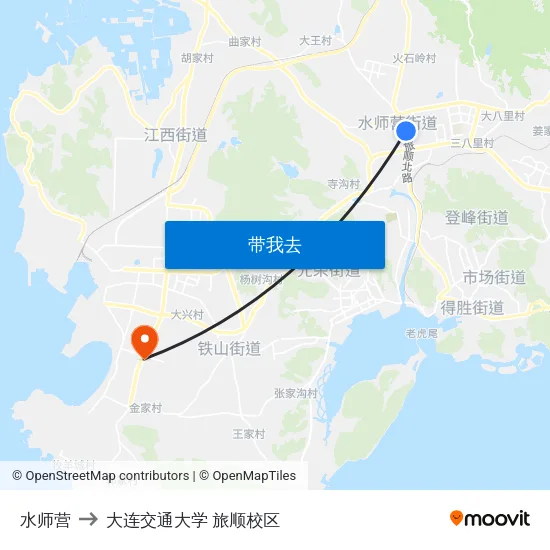 水师营 to 大连交通大学 旅顺校区 map