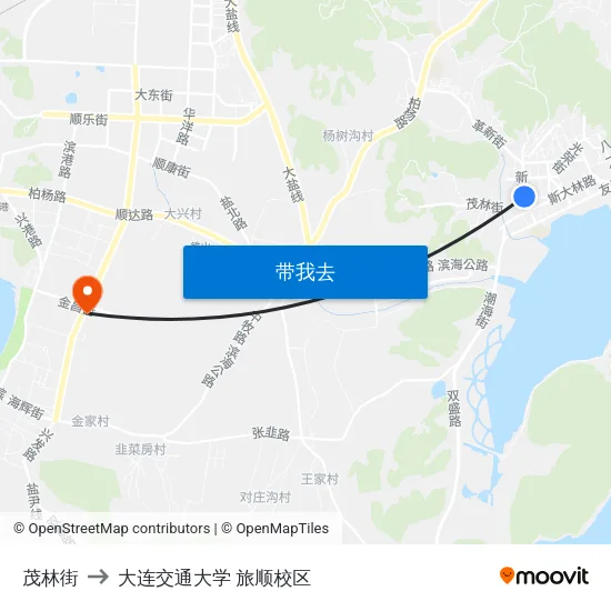 茂林街 to 大连交通大学 旅顺校区 map