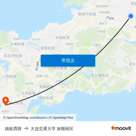 姚砬西路 to 大连交通大学 旅顺校区 map