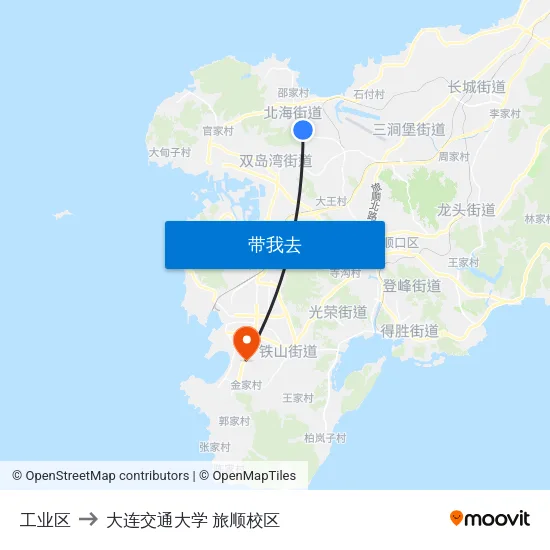 工业区 to 大连交通大学 旅顺校区 map