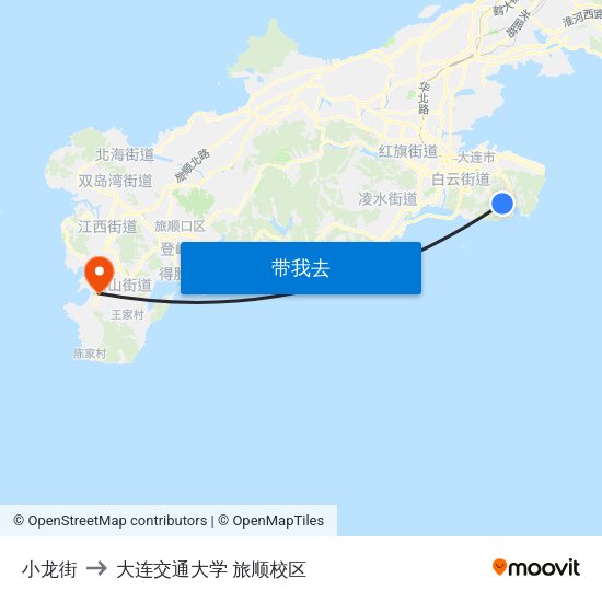 小龙街 to 大连交通大学 旅顺校区 map