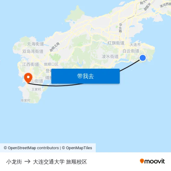 小龙街 to 大连交通大学 旅顺校区 map