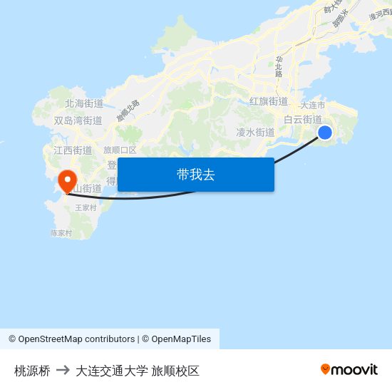 桃源桥 to 大连交通大学 旅顺校区 map