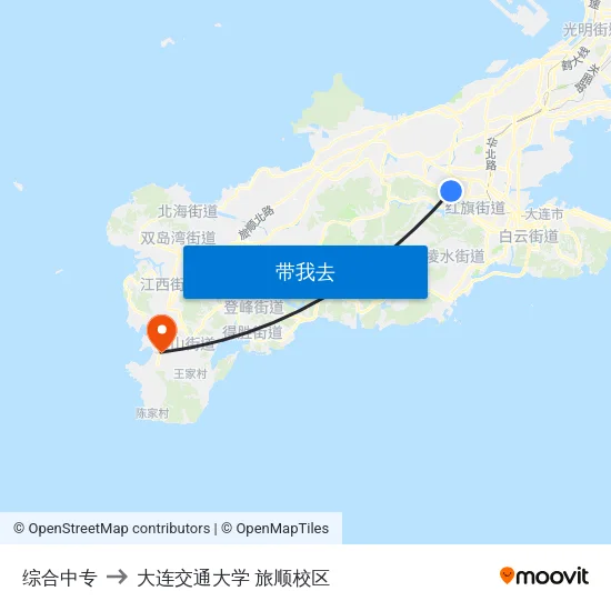 综合中专 to 大连交通大学 旅顺校区 map