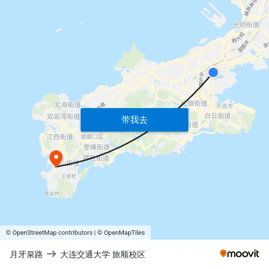 月牙泉路 to 大连交通大学 旅顺校区 map