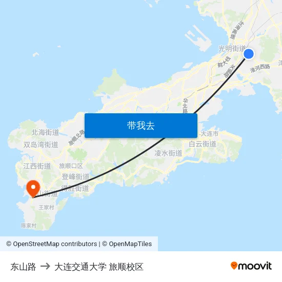 东山路 to 大连交通大学 旅顺校区 map
