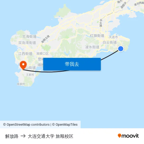 解放路 to 大连交通大学 旅顺校区 map
