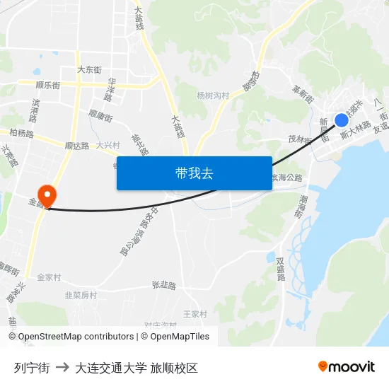 列宁街 to 大连交通大学 旅顺校区 map