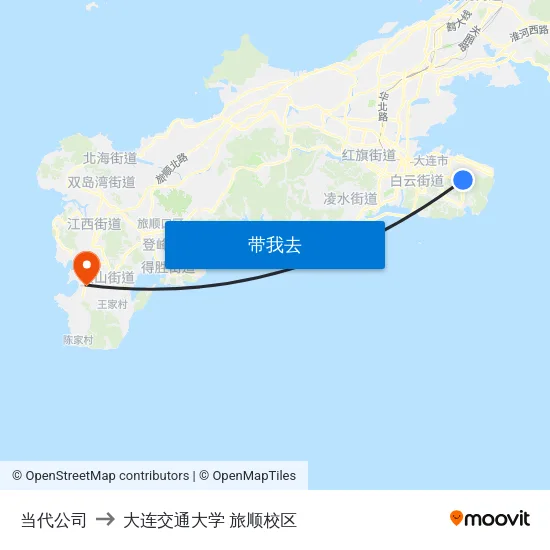 当代公司 to 大连交通大学 旅顺校区 map