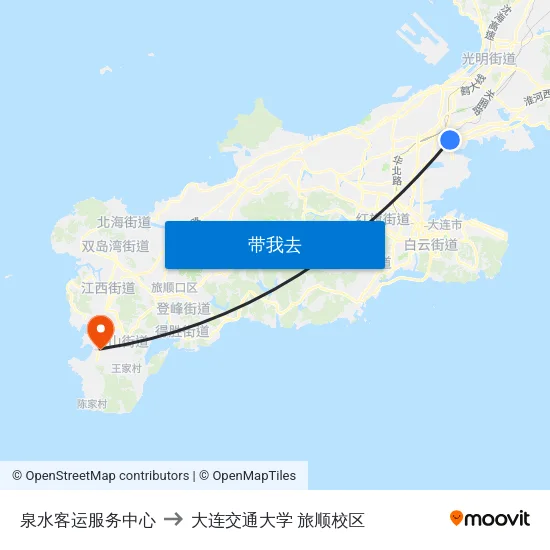 泉水客运服务中心 to 大连交通大学 旅顺校区 map